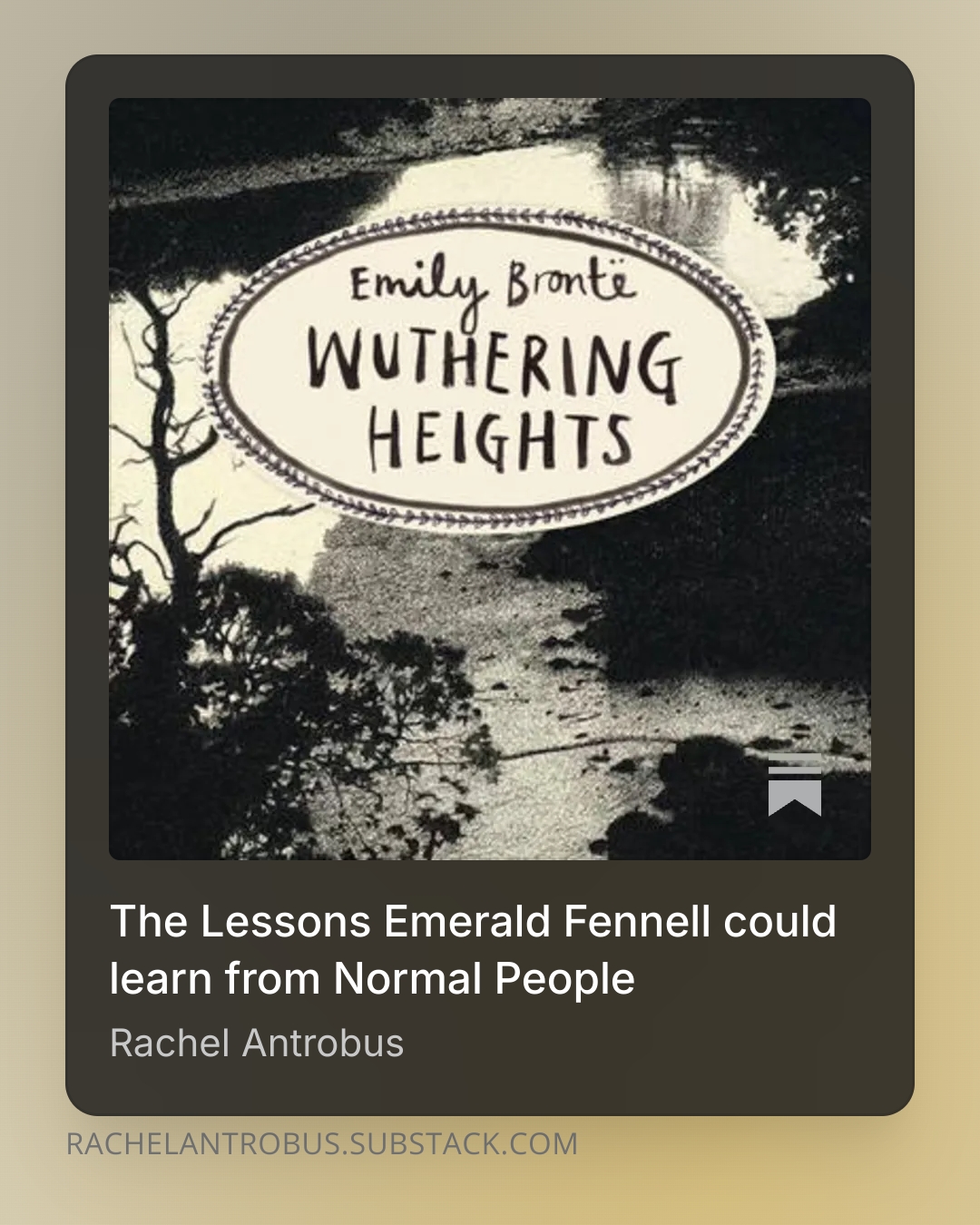 The Lessons Emerald Fennell could learn from Normal People Read now on Substack. https://open.substack.com/pub/rachelantrobus/p/the-lessons-emerald-fennell-could?r=5pinhs&utm_campaign=post&utm_medium=web&showWelcomeOnShare=true